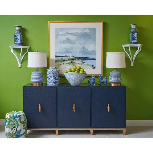 Song Leaf Ginger Ceramic Blue Jar - LOOMLAN - Chelsea House - Vases & Jars