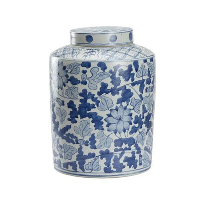Song Leaf Ginger Ceramic Blue Jar - LOOMLAN - Chelsea House - Vases & Jars