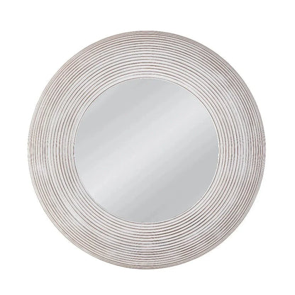 Spin Wood White Wash Wall Mirror - LOOMLAN - Bassett Mirror - Wall Mirrors