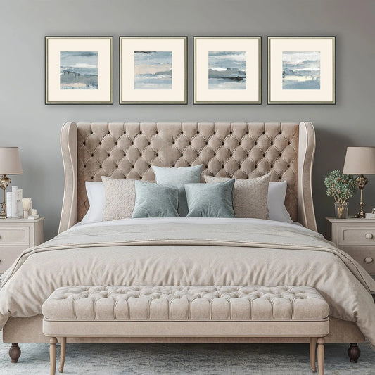 Splendid Blues Wood Frame Blue Canvas Art 4PC