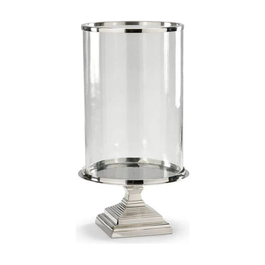 Square Base Hurricane Silver Candleholder - LOOMLAN - Wildwood - Candle Holders