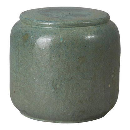 Squat 18 in. Round Ceramic Outdoor Garden Stool-Garden Stools-Emissary-Teal-LOOMLAN