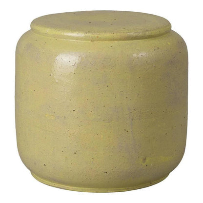 Squat 18 in. Round Ceramic Outdoor Garden Stool-Garden Stools-Emissary-Yellow-LOOMLAN