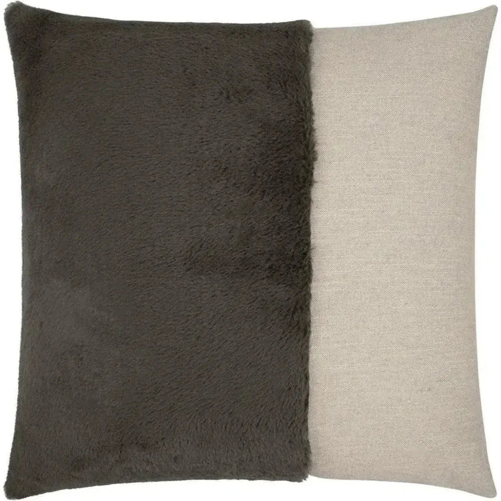 St. Moritz Grey Brown Faux Fur Grey Large Throw Pillow - LOOMLAN - D.V. Kap - Throw Pillows
