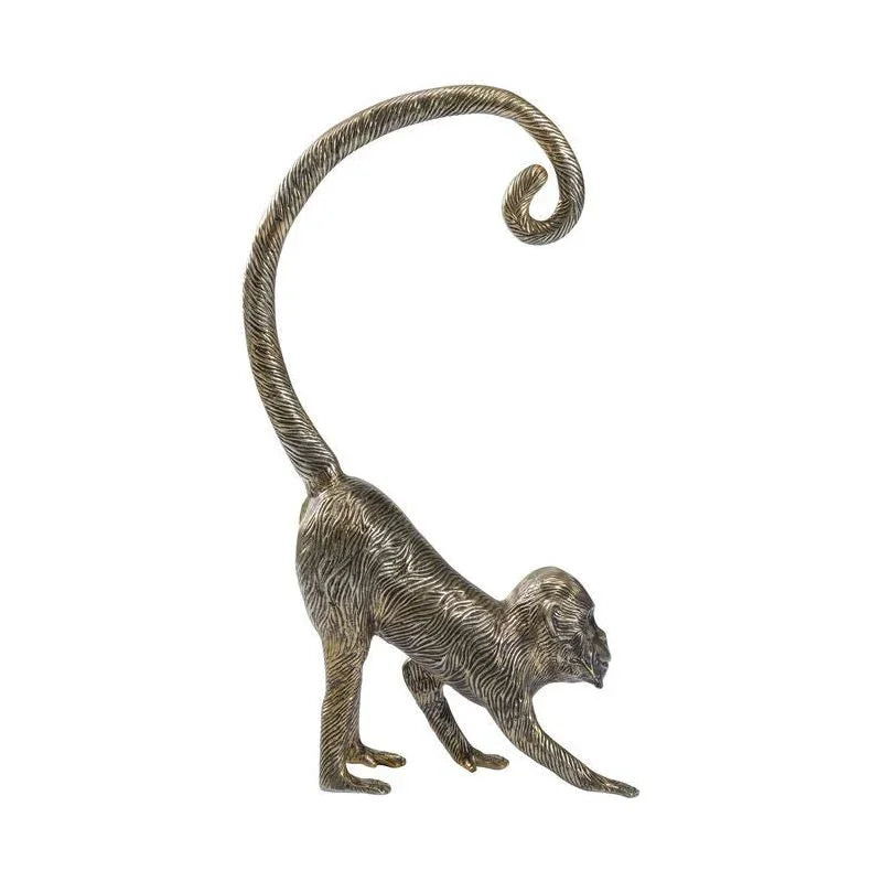 Standing Monkey Antique Brass Finish Sculpture - LOOMLAN - Chelsea House - Statues & Sculptures