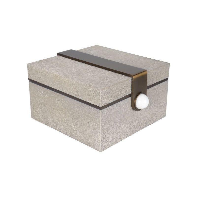 Steven Grey Textured Shagreen Covered Box - LOOMLAN - Wildwood - Boxes & Bowls