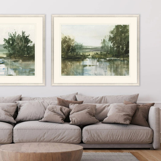 Stillwater Reflections II Green Canvas Art