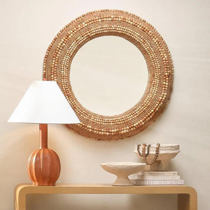 Strand Beaded Round Wall Mirror