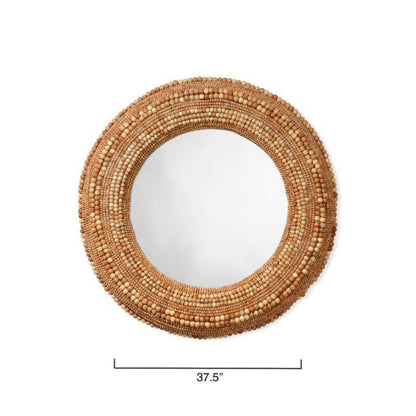 Strand Beaded Round Wall Mirror