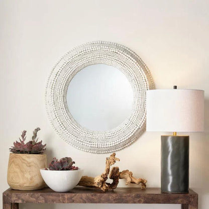 Strand Beaded Round Wall Mirror
