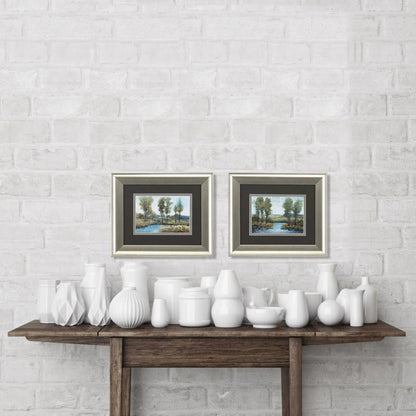 Stream Side Blue Canvas Art 2PC