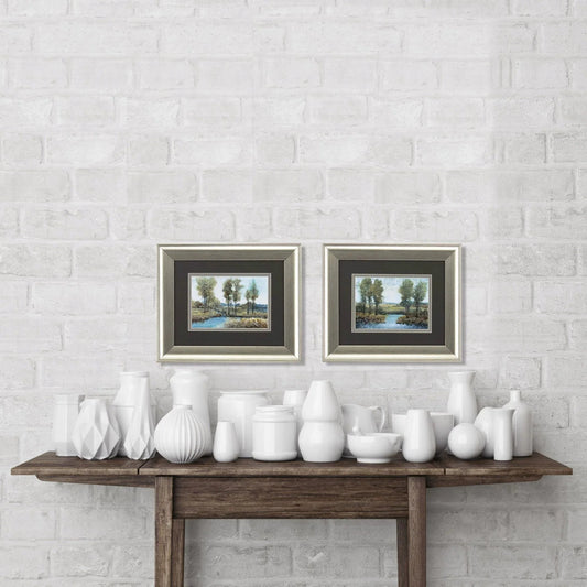 Stream Side Blue Canvas Art 2PC