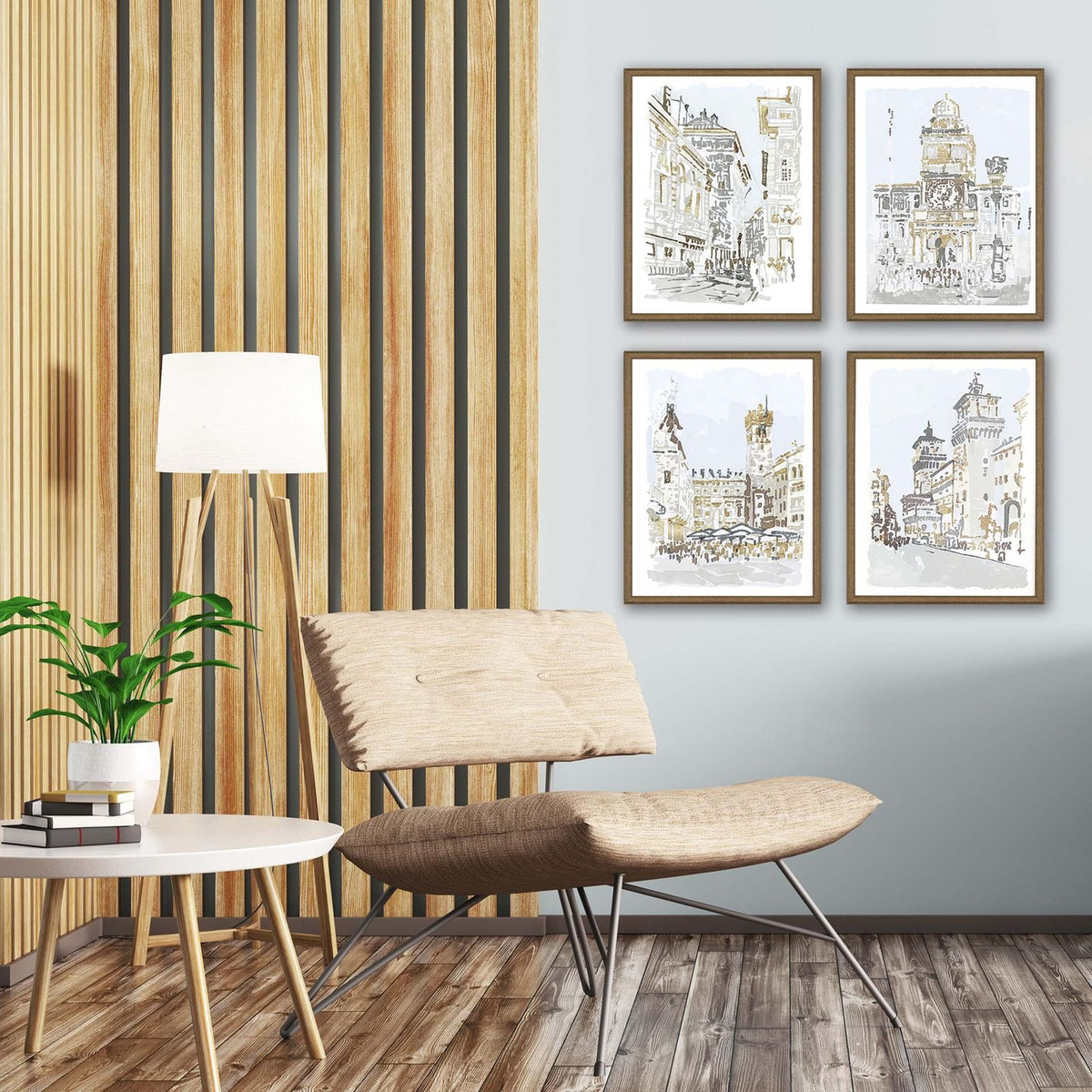 Street Scenes Wood Multi Framed Wall Art 4PC -- view 2