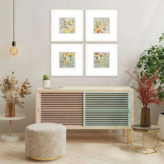 Strings of Lights Wood Frame Gray Canvas Art 4PC