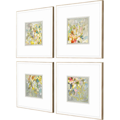 Strings of Lights Wood Frame Gray Canvas Art 4PC