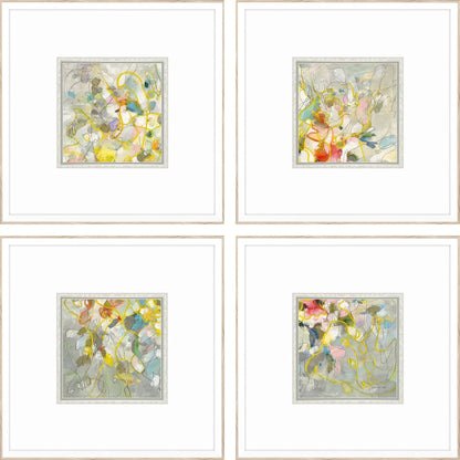 Strings of Lights Wood Frame Gray Canvas Art 4PC