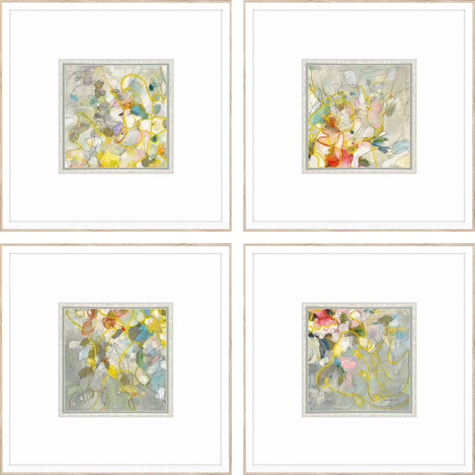 Strings of Lights Wood Frame Gray Canvas Art 4PC