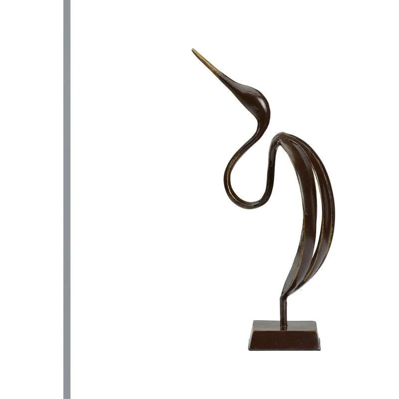 Stylized Crane Modern Metal Sculpture - LOOMLAN - Wildwood - Statues & Sculptures