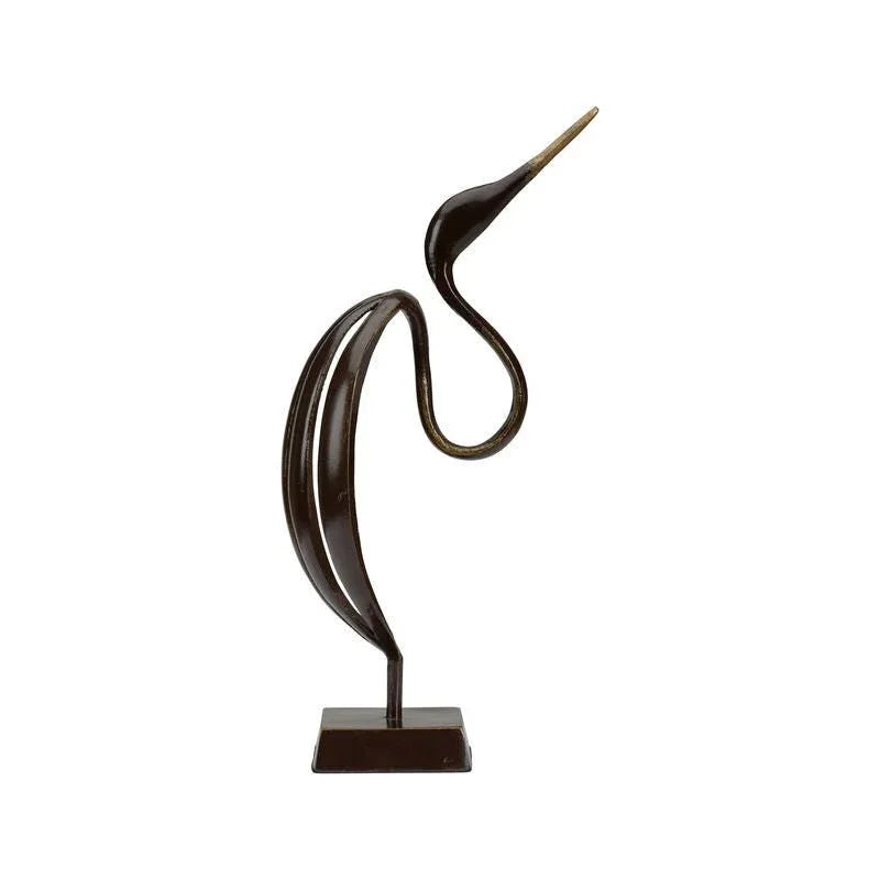 Stylized Crane Modern Metal Sculpture - LOOMLAN - Wildwood - Statues & Sculptures
