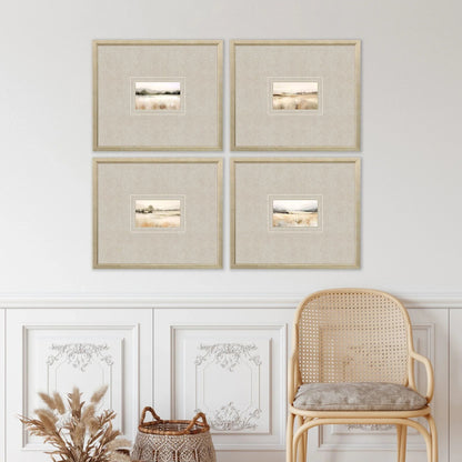 Subtle Landscape Wood Frame Green Canvas Art 4PC