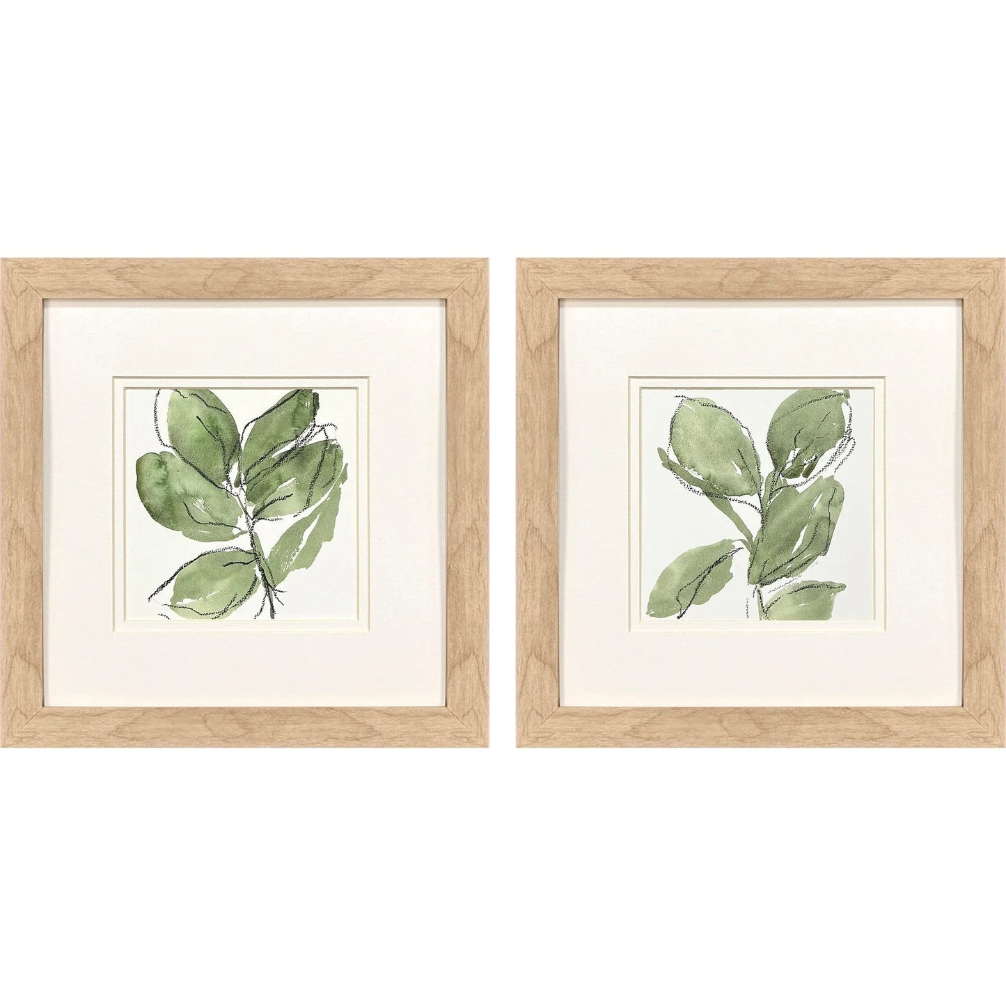 Summer Leaves Green Canvas Art 2PC