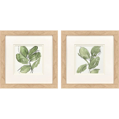 Summer Leaves Green Canvas Art 2PC