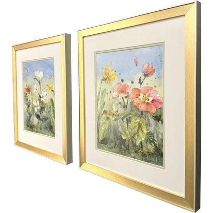 Summer Wildflowers Green Canvas Art 2PC