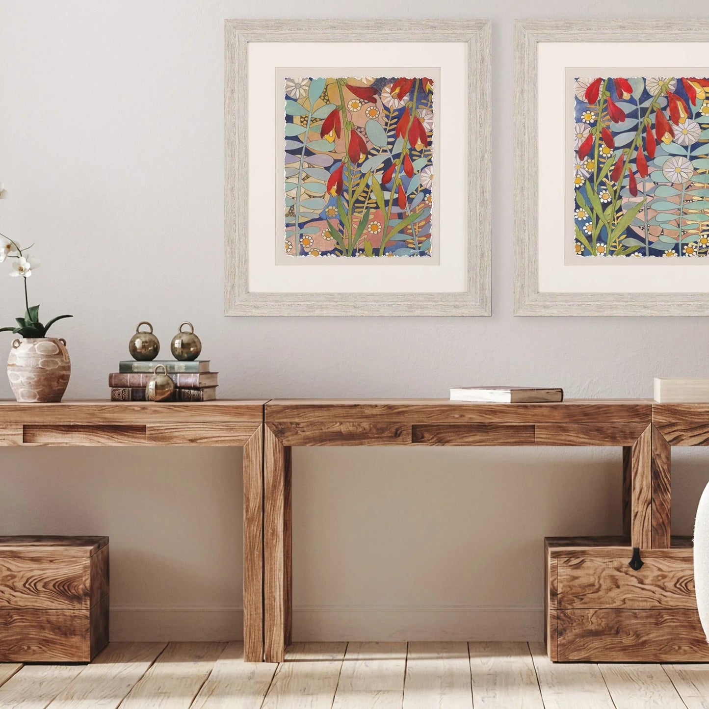 Summer's End White Wooden Frame Canvas Art