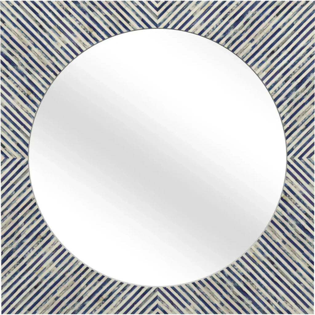 Sunburst Bone and Resin Blue Wall Mirror