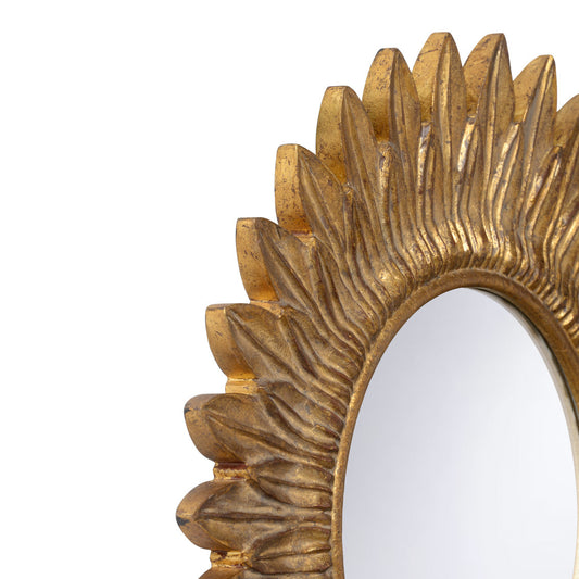 Sunflower Wood Round Wall MIrror