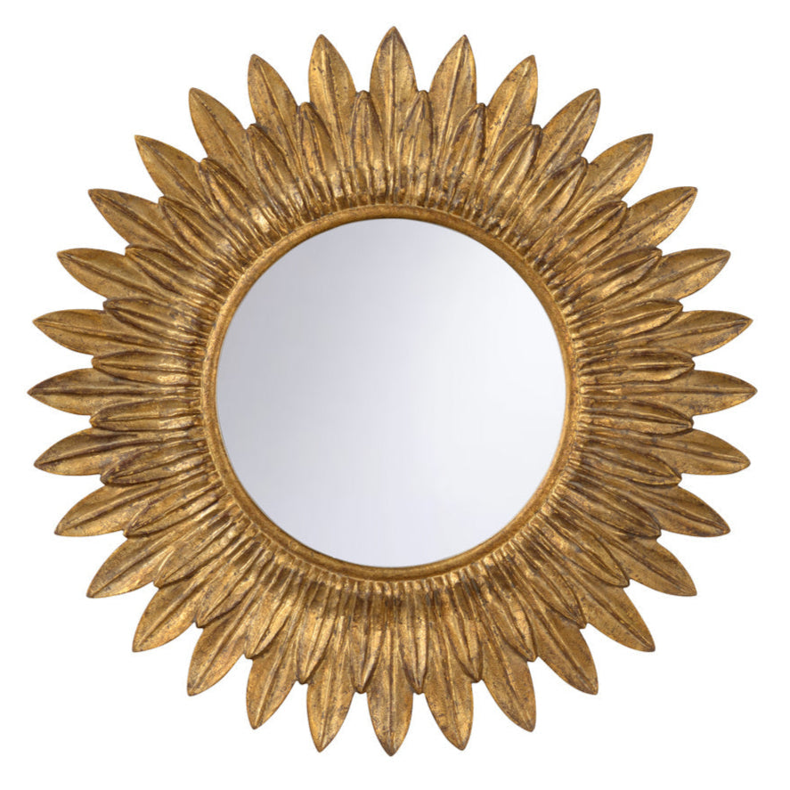 Sunflower Wood Round Wall MIrror