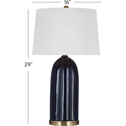 Susan Blue Ceramic Table Lamp - LOOMLAN - Table Lamps
