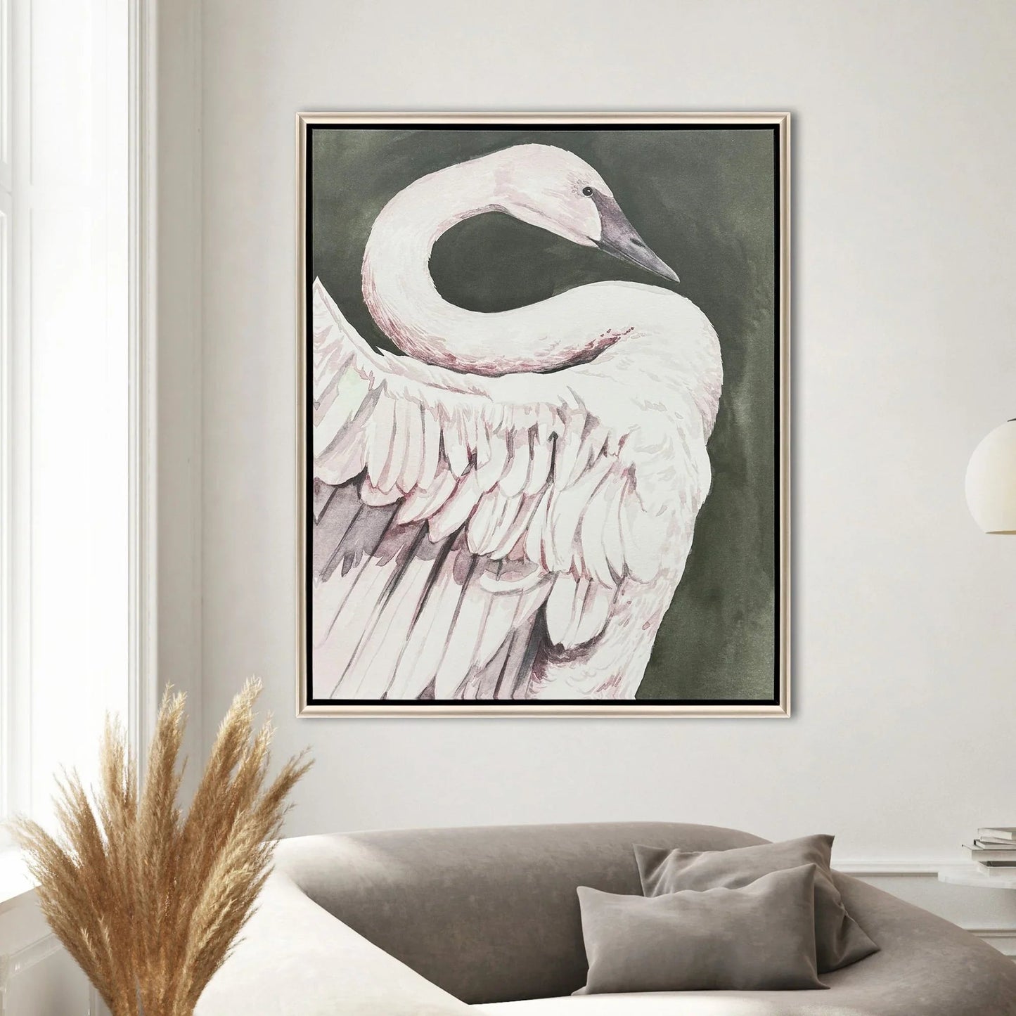 Swan Dance White Canvas Art