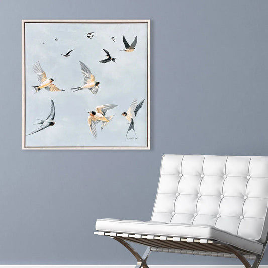 Swifts Hand-Applied Blue Canvas Art
