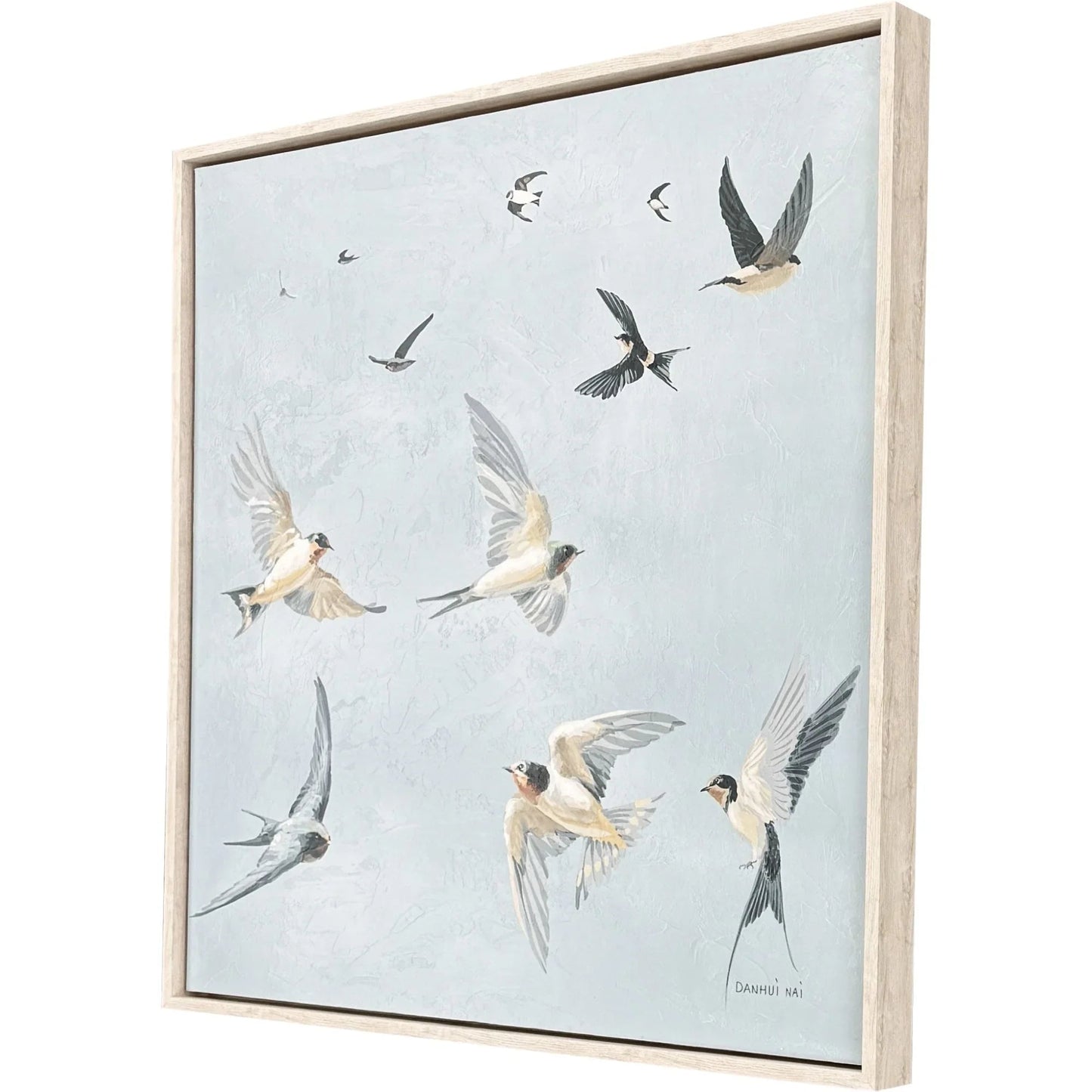 Swifts Hand-Applied Blue Canvas Art