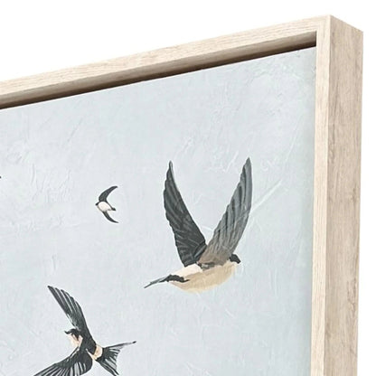 Swifts Hand-Applied Blue Canvas Art