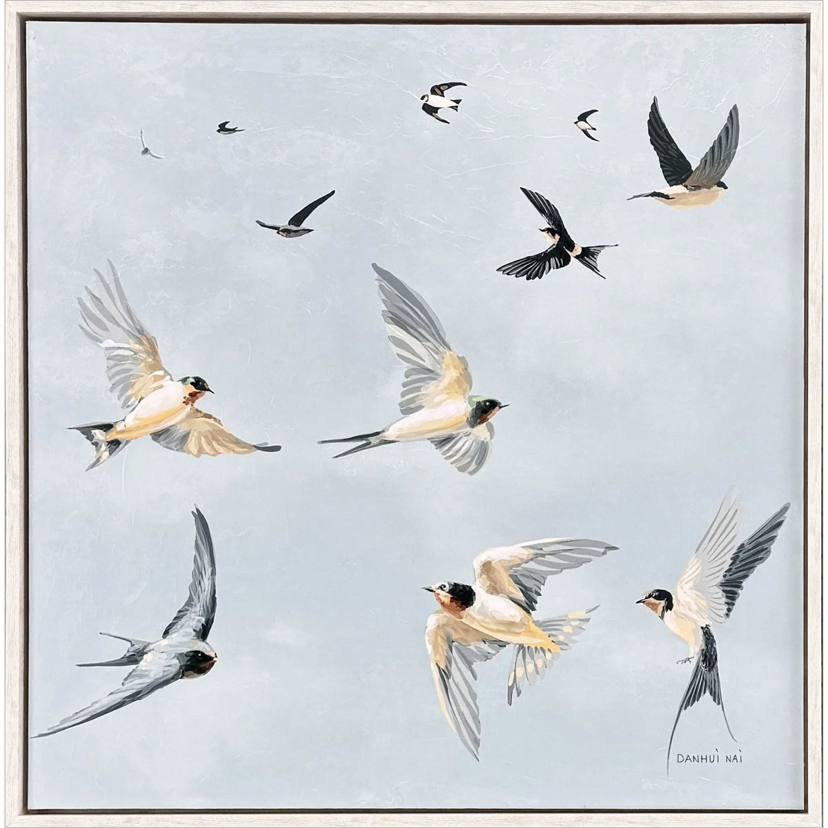 Swifts Hand-Applied Blue Framed Wall Art