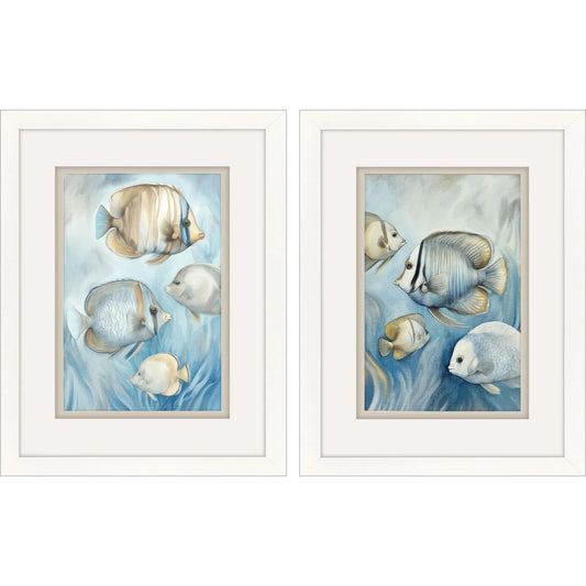 Swim Tropical Fish Print Framed Wall Art 2PC