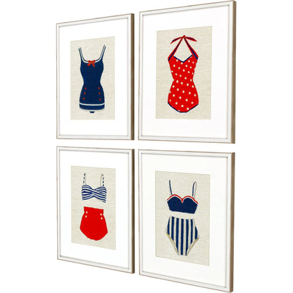 Swim Wood Frame Blue Canvas Art 4PC