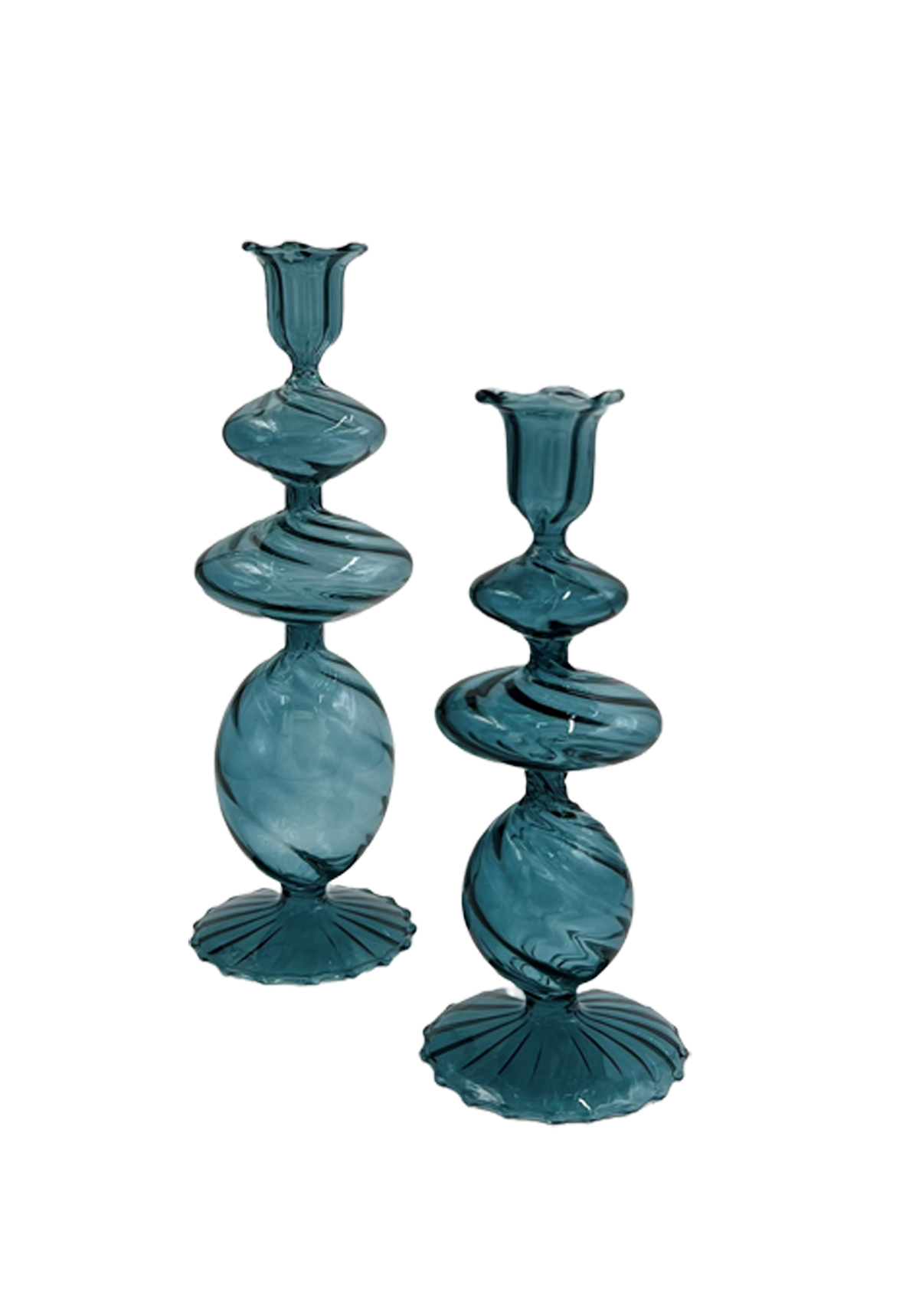 Swirl Design Glass Candlestick 2PC