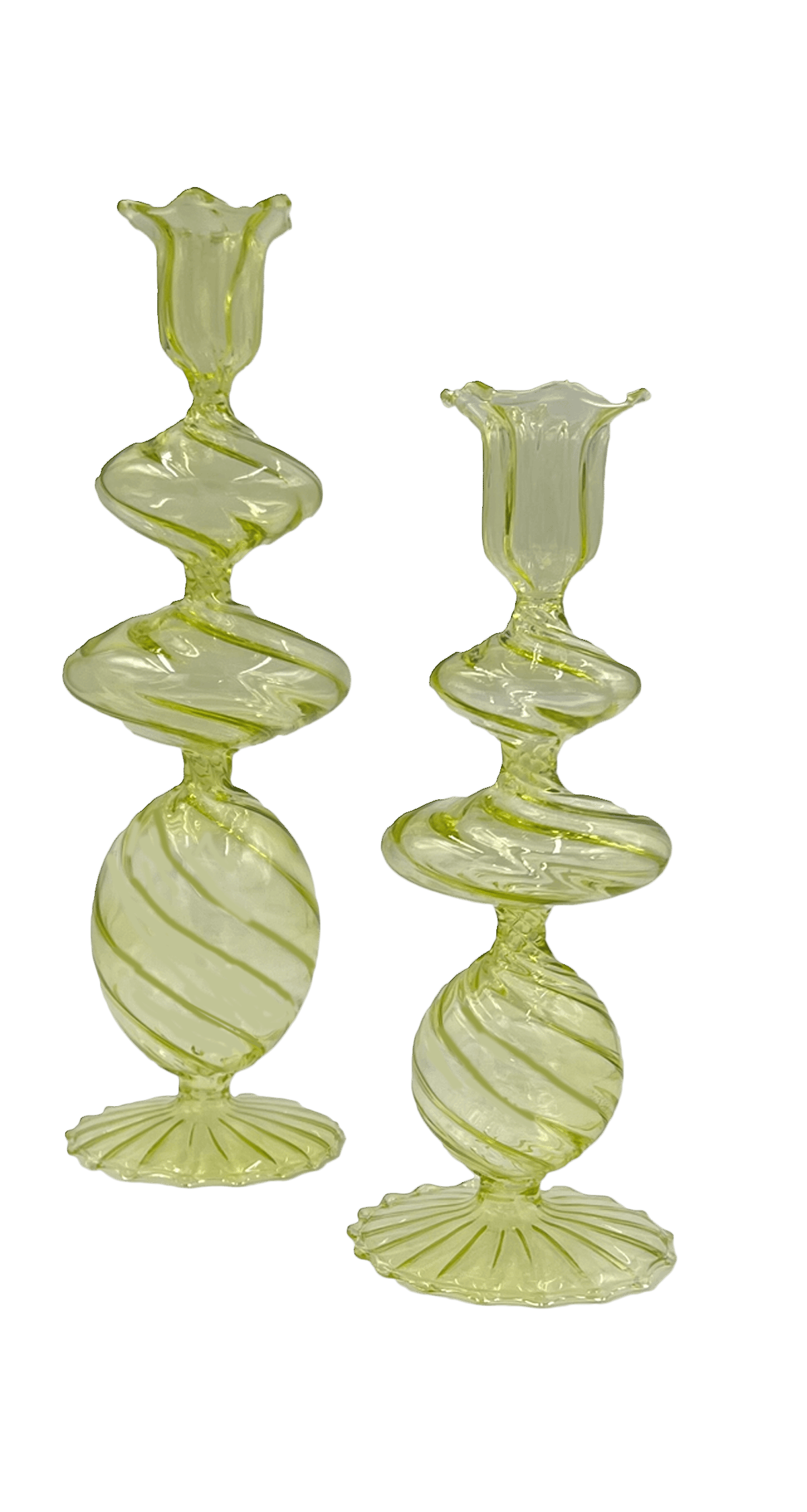 Swirl Design Glass Candlestick 2PC