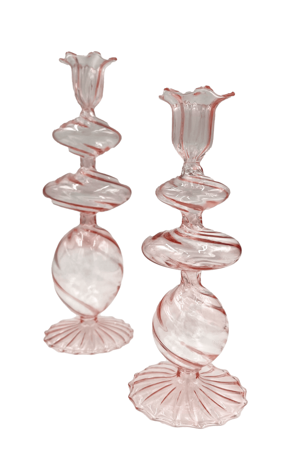 Swirl Design Glass Candlestick 2PC