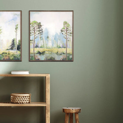 Tall Green Trees Hand Finished Canvas Art