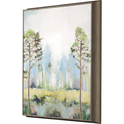 Tall Green Trees Hand Finished Canvas Art