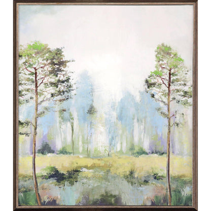 Tall Green Trees Hand Finished Canvas Art