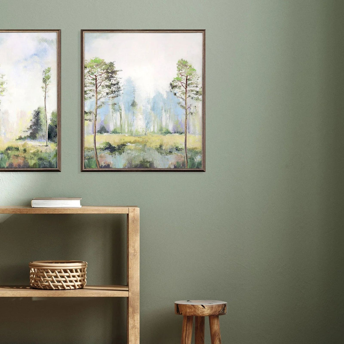 Tall Green Trees Hand Finished Framed Wall Art -- view 2