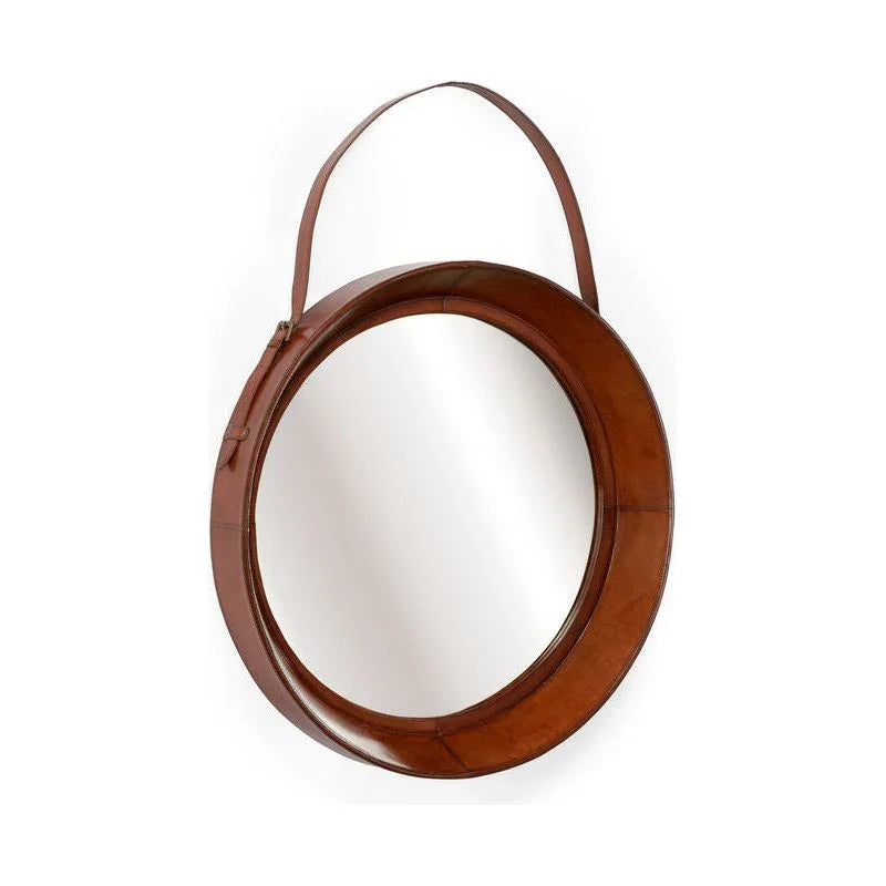 Taner Leather Wrapped Wall Mirror - LOOMLAN - Wildwood - Wall Mirrors