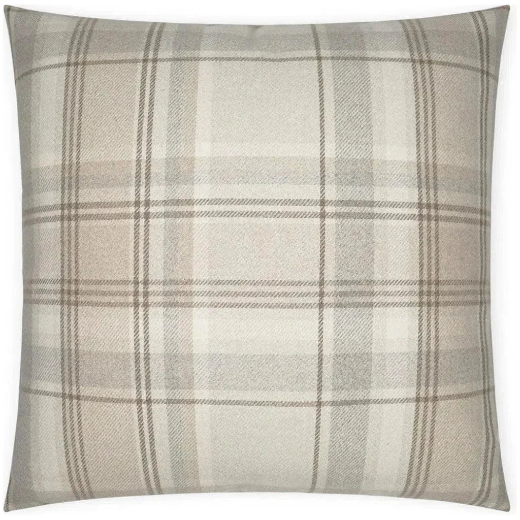 D.V. Kap Tartan Buff Plaid Check Tan Brown Large Throw Pillow