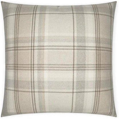 D.V. Kap Tartan Buff Plaid Check Tan Brown Large Throw Pillow