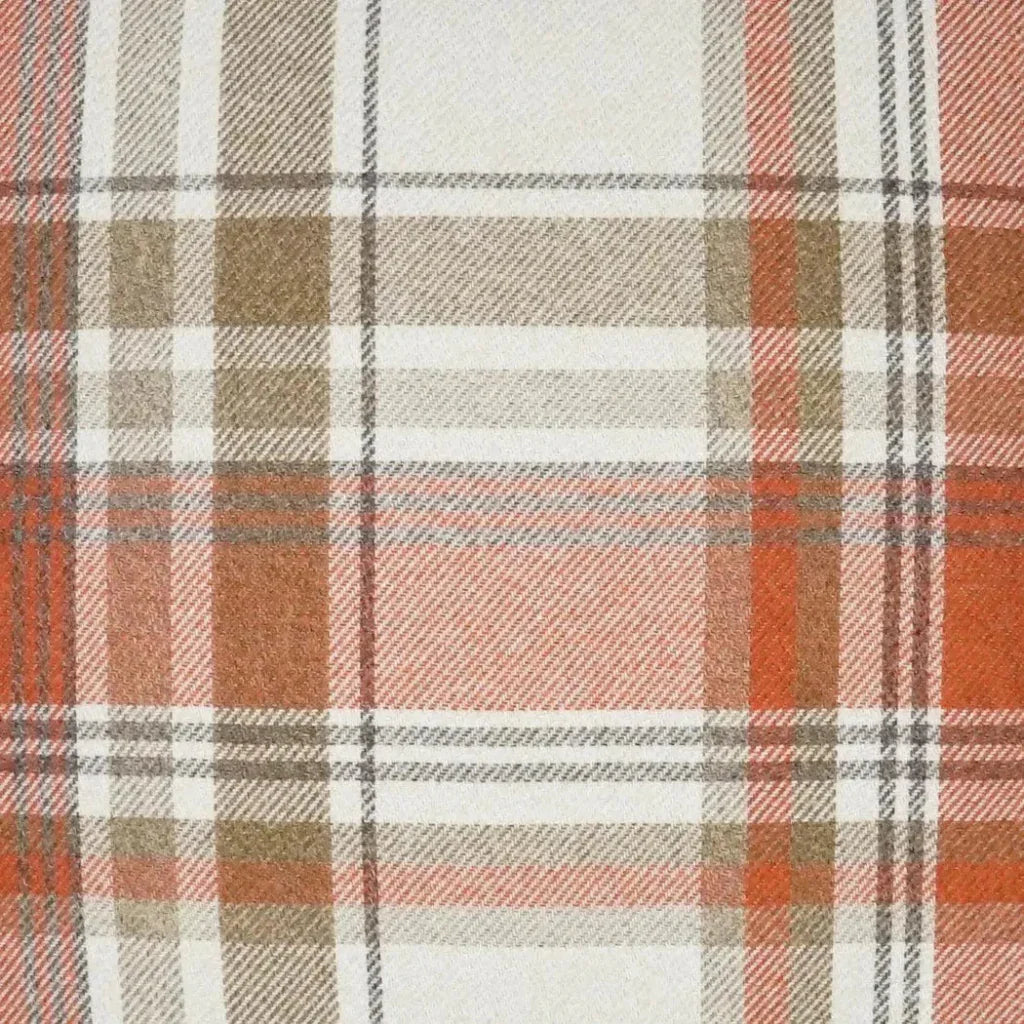 D.V. Kap Tartan Plaid Check Brown Copper Large Throw Pillow